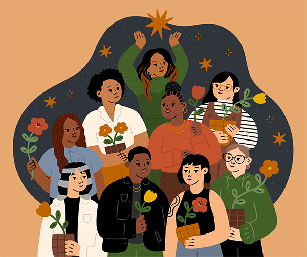 Meet the Inclusive Therapists and Mental Health Liberation team members (from top to bottom, left to right): Dr. Ebony Butler, CéShaun Hankins, Dr. Lauren Harper, Amanda Huynh, Joyce Kabwe, Bianca Lee, Lanise Lywood, Melody Li, Becca Steckle
