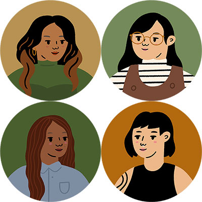 illustration of 4 Inclusive Therapists team members gathering and smiling